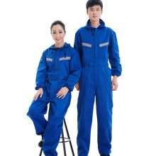 Reflective strip work clothes one-piece suit male painter warehouse workshop night coveralls wear-resistant hooded overalls