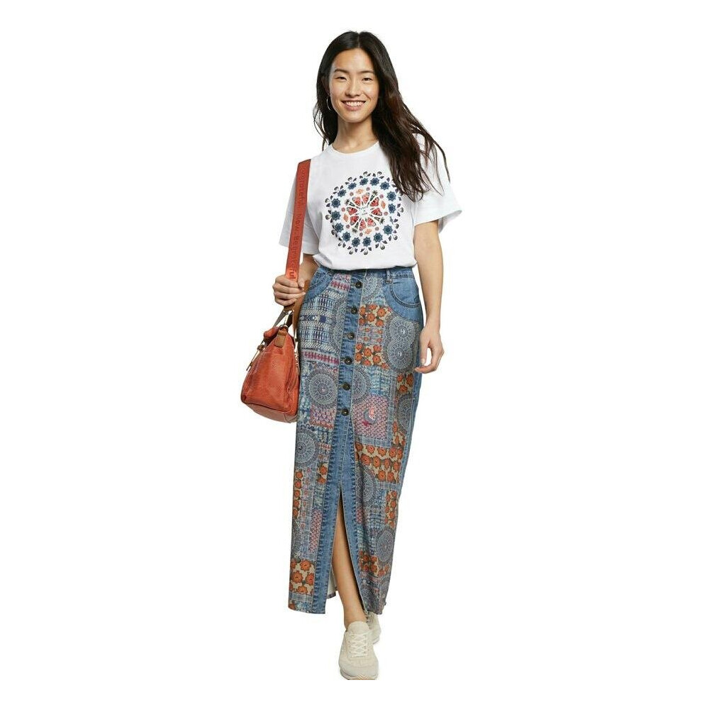 Print patchwork skirt