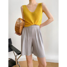 Miyake Pleats Summer Casual Beach Pleated Shorts Women High Waist Loose Pants Clothing