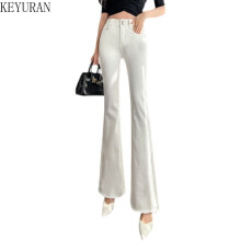 High Waist Embroidered Flared Jeans Women Spring Boot Cut Trousers Casual Stretch Skinny Bell Bottom Denim Pants Female
