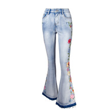 Embroidery Jeans Woman Skinny Flare Pants Denim Ladies Casual Jeans Plus Size 4XL Vintage Autumn