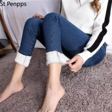 Warm Plus Size Winter Jeans for Women Female High Waist Skinny Thick Casual Trousers Stretch Velvet Denim Pants Streetwear
