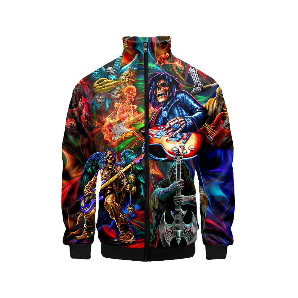 Rock Guitar Skull Stand-up Collar Baseball Uniform Men Couple Loose Locomotive Coat Pilot Coach Punk Jacket Streetwear Hippie-image-OPC-PBWNKCN-NEW