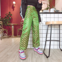 Chinese Style Dragon Vintage Straight Wide Leg Pants Women High Waisted Chains Trousers Female Bottom Ladies Casual Pantalones