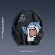 Autumn Winter Long Sleeve Pullover Men Harajuku Cartoon Shark Oversized Knitted Sweater Male Anime Jumpers Couple Clothes