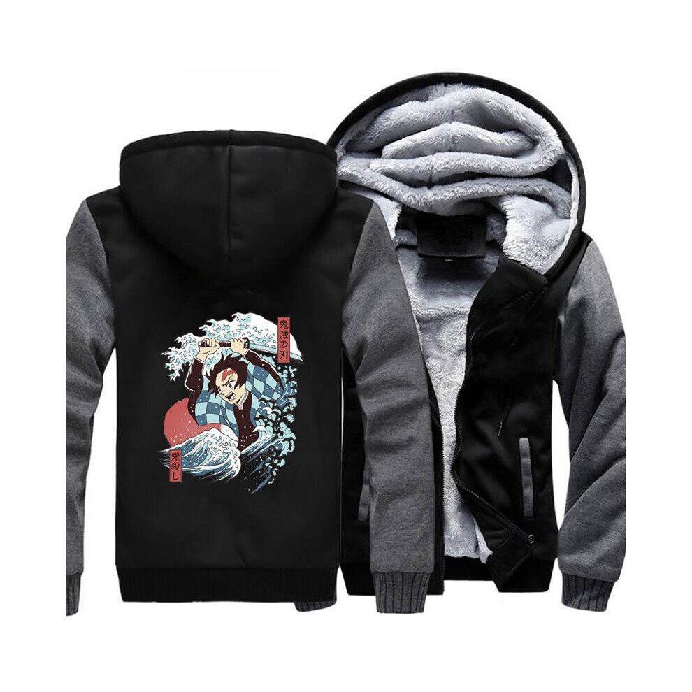 Winter Jacket Men Water Dance Tanjiro Kamado Kimetsu No Yaiba Demon Slayer Fleece Thicken Hoodies Camo Warm Hooded Jackets Coat-image-OPC-PBWNKSH-NEW