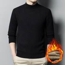 Autumn Winter Fleece Sweater Men Mock Neck Solid Slim Fit Knitted Sweater Top Keep Warm Windbreaker Pullover Men M-4XL