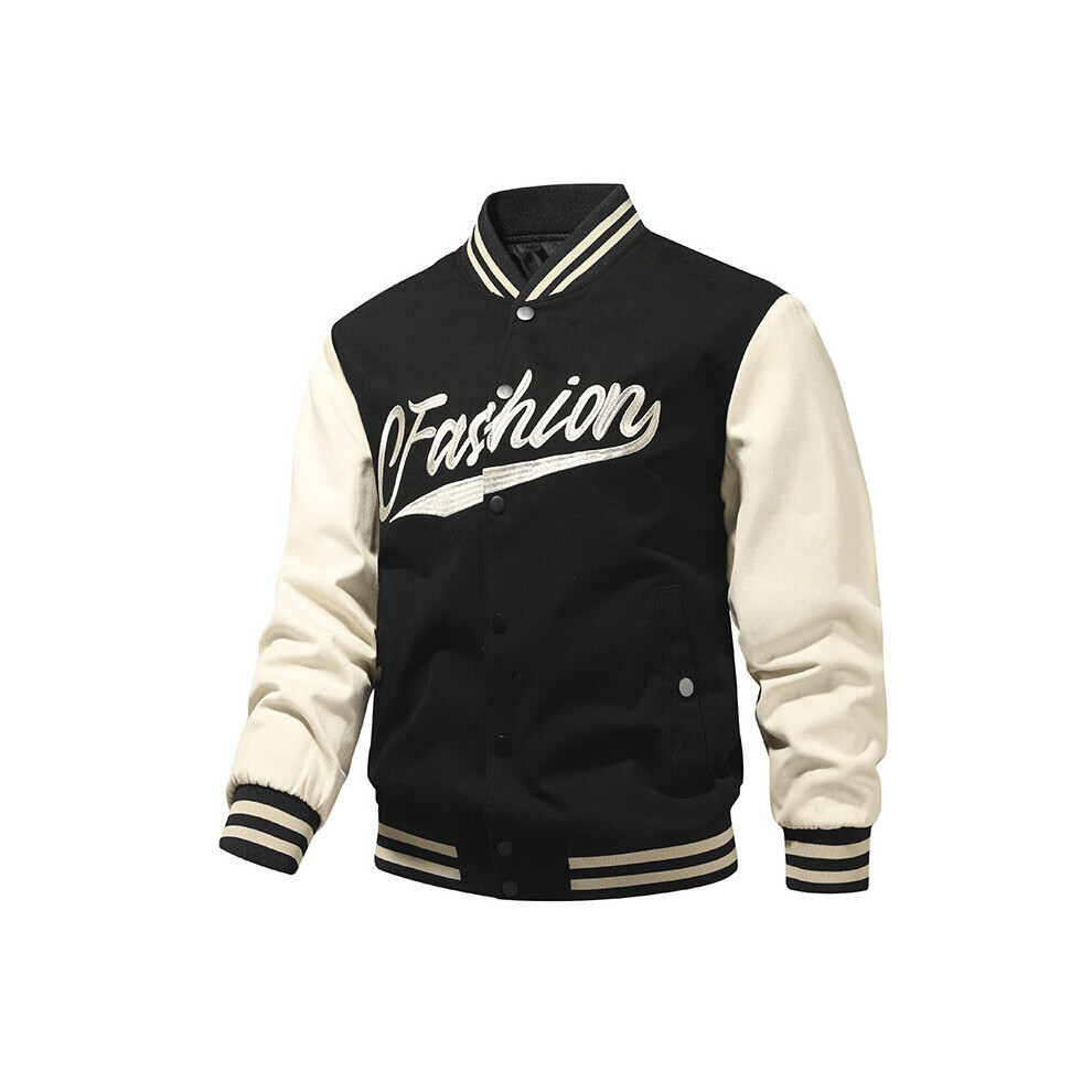 Letter Embroidery Cotton Men Jacket Coat Stitching Baseball Uniform High Mens Casual Jacket Couple Clothes-image-OPC-PBWNKVJ-NEW