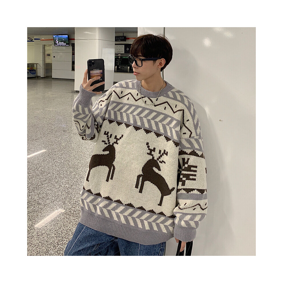 Elk Harajuku Vintage Sweater Men Streetwear Patchwork Sweater Autumn Winter Casual Couple Pullover Christmas Sweater on OnBuy