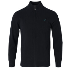 Mens Winter 100% Cotton Long-Sleeved High-Neck Zipper Sweater To Keep Warm Pure Casual Fish-Logo Stand-up Collar Jacket