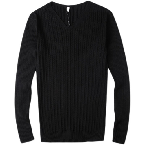 Spring Mens V-Neck Twist Knitted Elasticity Sweater Skinny Solid Knit Pullovers 2