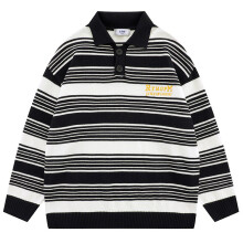 Autumn Striped Sweater Coat Men Turn Down Collar Vintage Jumpers Harajuku Streetwear Pullovers Clothing Tops Male Female