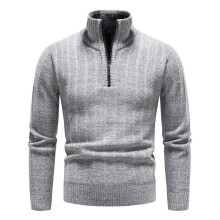 Mens Half Zip Solid Pullovers Autumn Winter Thicken Knitted Sweaters Stand Collar Casual Warm Outwear Long Sleeve Slim Fit Tops