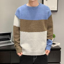 Colorblock Splicing Sweaters Spring Autumn Pullovers Knitted Jumpers Mens Y2K Sweaters