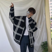 Mens Cardigan Autumn Winter Retro Winter Knitted Lazy Wind Loose Coat V-neck Personality sweater