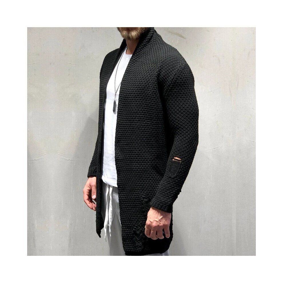 Knitwear Cardigans Pull Collar Men Sweaters Cardigan Homme Long Knitted Casual Mens Coat Open Front Male Shawl Sweater-image-OPC-PBWNMDD-NEW