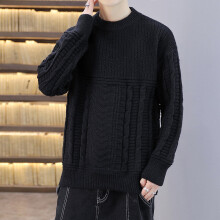 Mens Knitted Round Collar Sweaters Men Soft Thick Solid Pullovers Winter Male Long Sleeve Casual WarmSweater