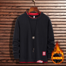 Mens Sweaters Crewneck Plush Thickened Inner-long-sleeve Bottomed Oversized T-shirt M-4XL