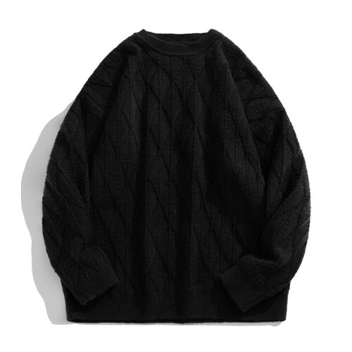 Winter Mens Warm Knitted Sweaters Men Pullover Vintage Harajuku Knitted Pullover Male Solid Couples Wool Sweaters