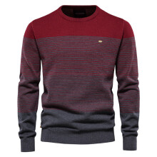 Cotton Sweater Men Casual O-Neck Spliced Pullovers Knitted Sweater Male Winter Warm Mens Sweaters