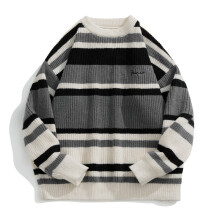 Autumn Winter Men Striped Knitted Pullovers Mens Embroidery Sweaters Japanese Vintage Loose Casual Pullovers Couple Sweater