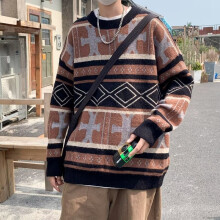 Sweater Pullovers Men Striped Vintage Soft Loose All-match Students Daily Knit Sweater Men
