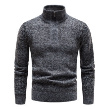 velvet mens semi-turtleneck sweater mens zipper sweater slim