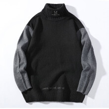 Men Pullover Sweater Men Style Winter Spliced Turtleneck Sweater Casual Sweater Keep Warm Sweater For Men