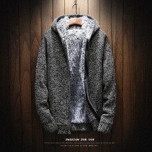 Autumn and Winter Mens Sweater Jackets Knit Plus Velvet Thick Warm Sweatercoat