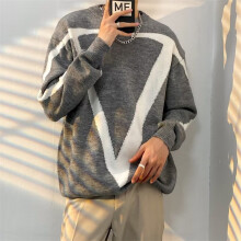 Mens Knit Oversize Sweater Top Men Loose Neck Casual Knit Clothes Winter Pullover Round Style Autumn