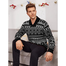 Mens Christmas Sweater men Autumn Winter Pullover Sweater Printed Long Sleeve Thicken Warm Year Knitted Sweaters Men