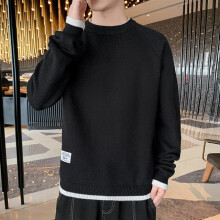 Winter Sweater Autumn and Casual Loose Plus Velvet Thickened Mens Round Neck Knitted Bottoming Shirt