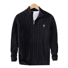 High Zip Half High Collar Men Fit Type Autumn Winter Thick Pullover Men 100% Cotton Knit Sweaters Pull Homme 8509