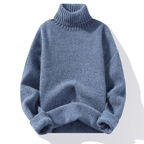 Mens Sweater Solid Turtleneck Sweater Men Knitted Pullovers Winter Mens Knitted Sweater Causal Pullovers Man Clothes 1