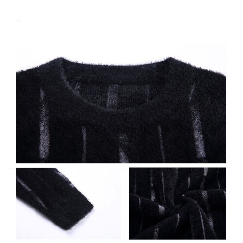 Men Striped Sweaters Winter Warm Pullovers Mens Knitted Sweaters Cashmere Wool Pullover Men Pull Homme 2