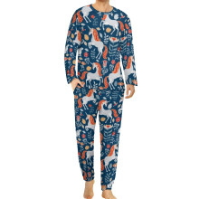 Unicorn And Stars Pajamas Spring 2 Piece Floral Print Pajamas Set Male Long Sleeve Leisure Graphic Sleepwear Big Size