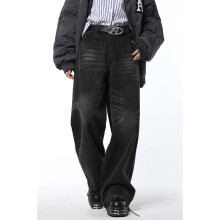 Vintage High Waist Women Jeans American Streetwear Wide Leg Jean Female Denim Trouser Straight Stripe Denim Pants