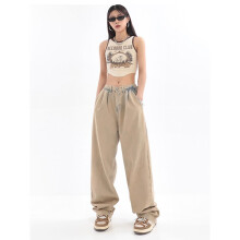Autumn Women Retro Wash Gradient High Waist Loose Straight Wide Leg Jeans Female Casual Streetwear Vintage Denim Trouser