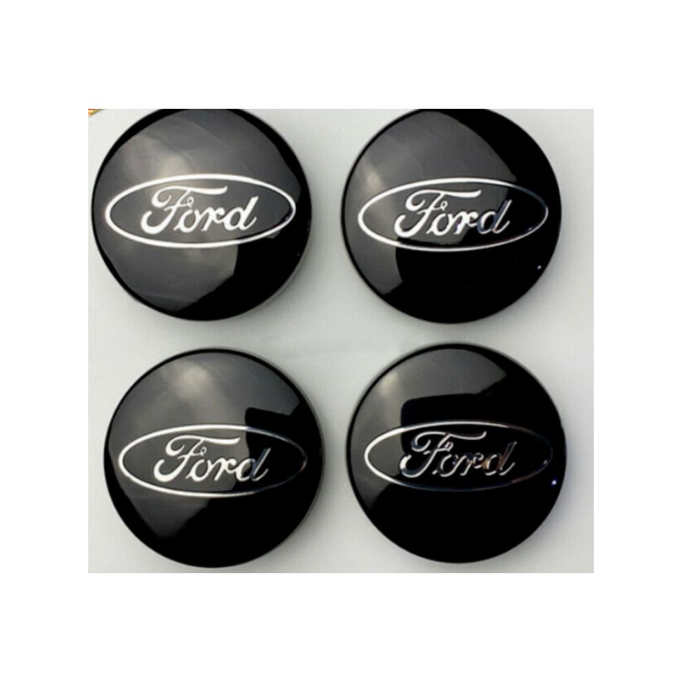 Newjass 4Pcs For Ford 54Mm Wheel Center Caps Hubcaps Rim Caps Emblems Black
