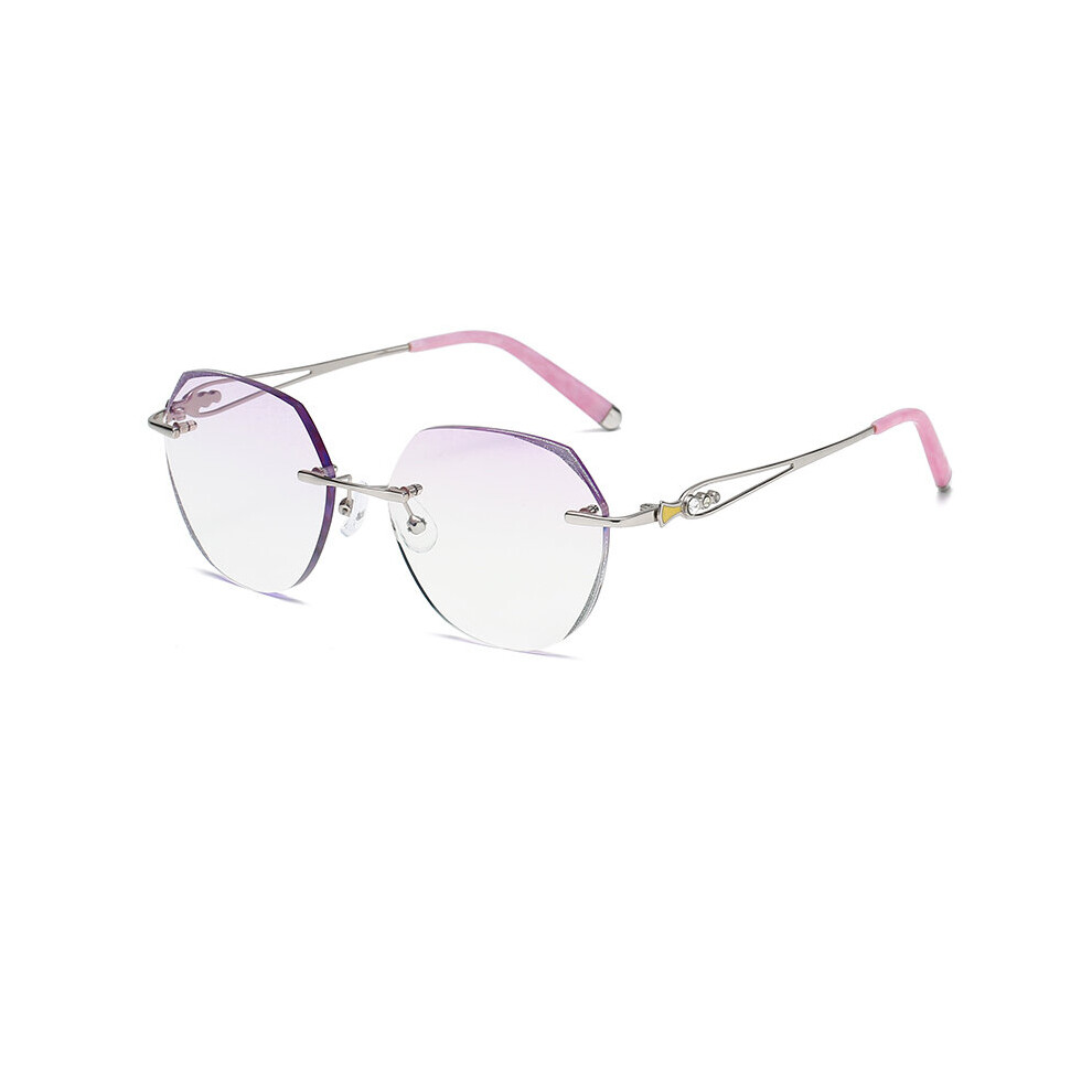 Multicoloured 58111 Alloy Tint Lenses Myopia Glasses Reading Glasses Diamond Cutting Rimless Titanium Glasses Frame For Women