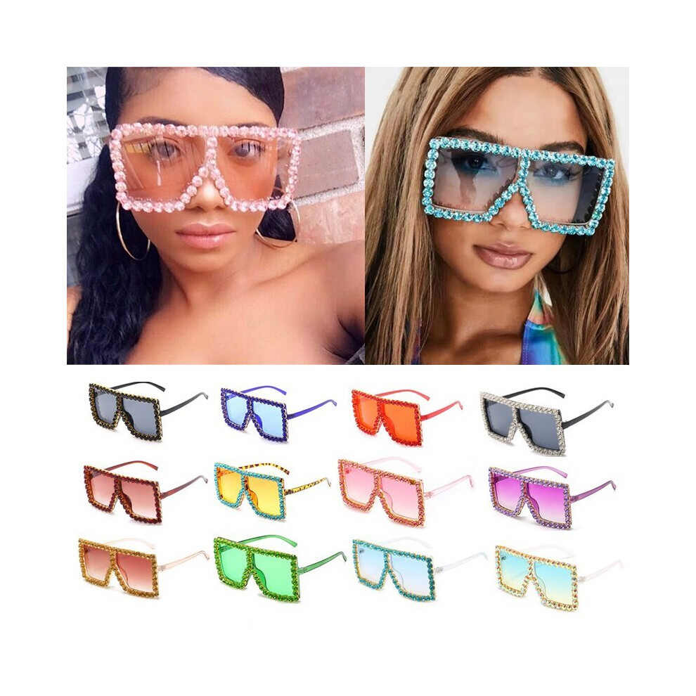Oversized Full Crystal Frame Square Sunglasses For Women Vintage Rhinestones Sun Glasses Men Party Shades Bulk on OnBuy