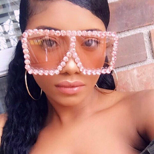 Oversized Full Crystal Frame Square Sunglasses For Women Vintage Rhinestones Sun Glasses Men Party Shades Bulk on OnBuy
