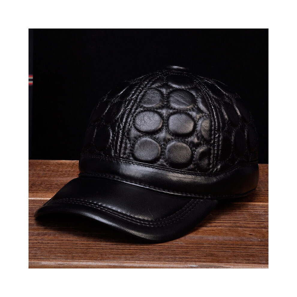 HL122 Winter Warm Real Leather Caps Hats Men Winter Caps Leather Mens Baseball Cap