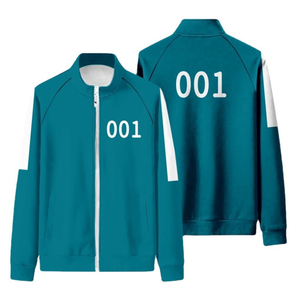 (Blue2, M) Squid Game Green Zipper Hoodie Jacket Netflix Lee Jungjae Gihun Seong