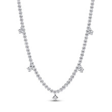High 925 Sterling Silver pan Sparkling Drop Collier Necklace Fit Women