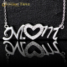 For Mothers Gift Love Name 100% 925 Silver MOM Initial Pendant Necklace in S925 Letter Charm Choker Jewelry