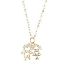 European and American wind 925S sterling silver little boy diamond pendant clavicle chain gold-plated necklace holiday