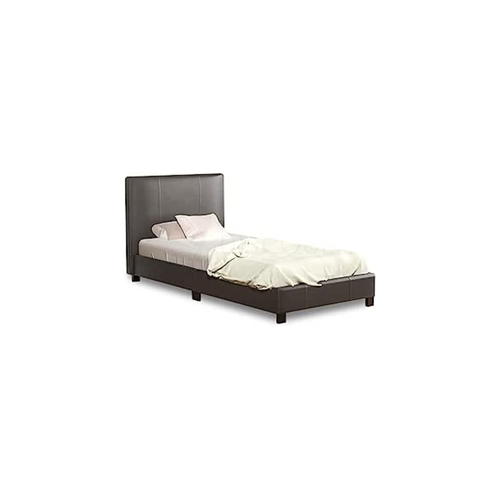 (Brown, 4FT6 Double) Prado Faux Leather Bed Frame