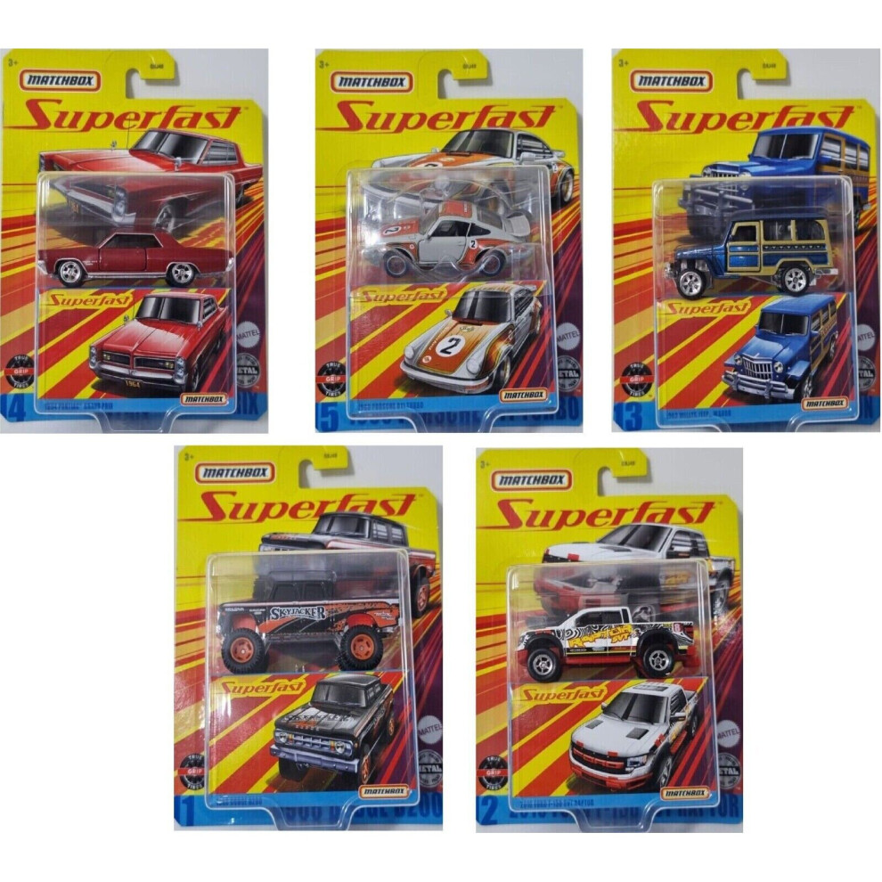 Matchbox Diecast Metal Super Fast Sports Vehicles 1.64 Full Set of X5