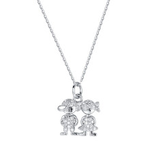 Cross border hot 925s Sterling Silver little boys and girls Diamond Pendant couple men and women Necklace